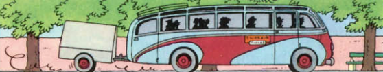 Tintin Swissair die-cast model bus from The Calculus Affair, featuring removable top and detailed interior with character figures