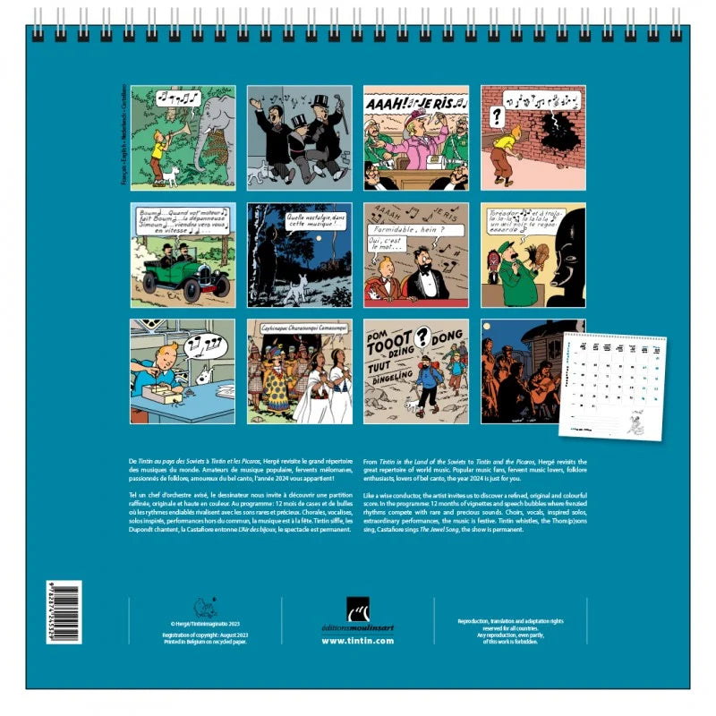 Tintin 2024 Wall Calendar 30cm x 30cm Ref. 24463