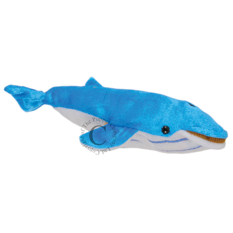 Blue whale finger puppet from The Puppet Company, soft plush toy for storytelling and play, 6.5 inches long