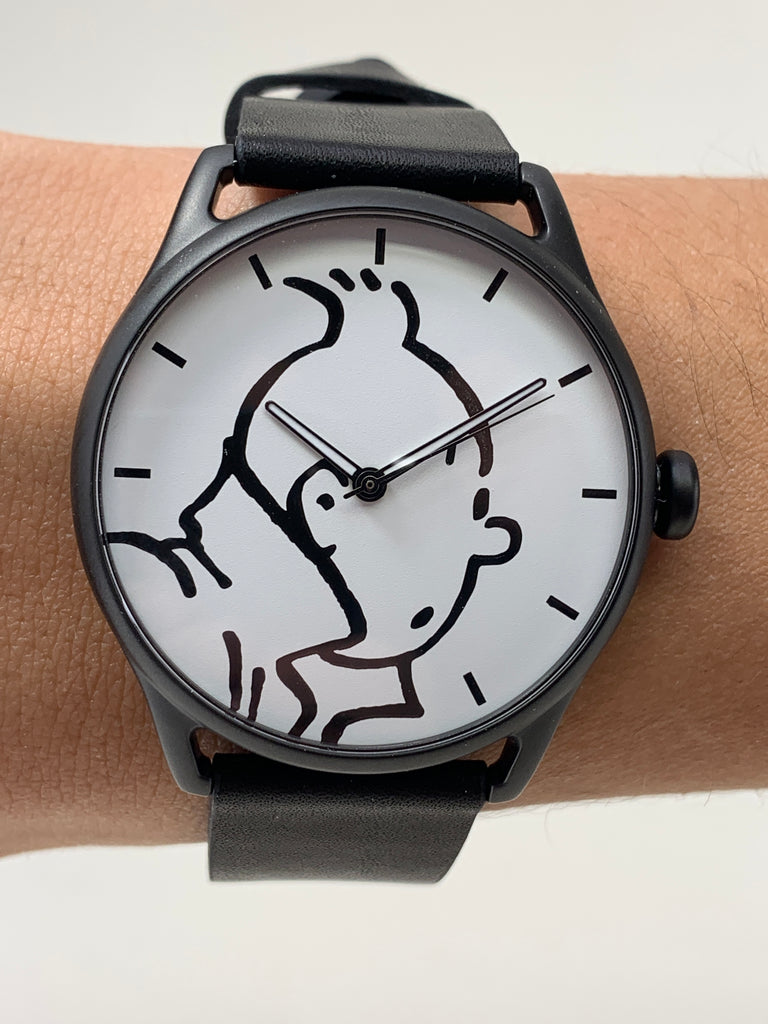 Tintin Watch, Characters Classic, Black and White, Large. Ref: 82439
