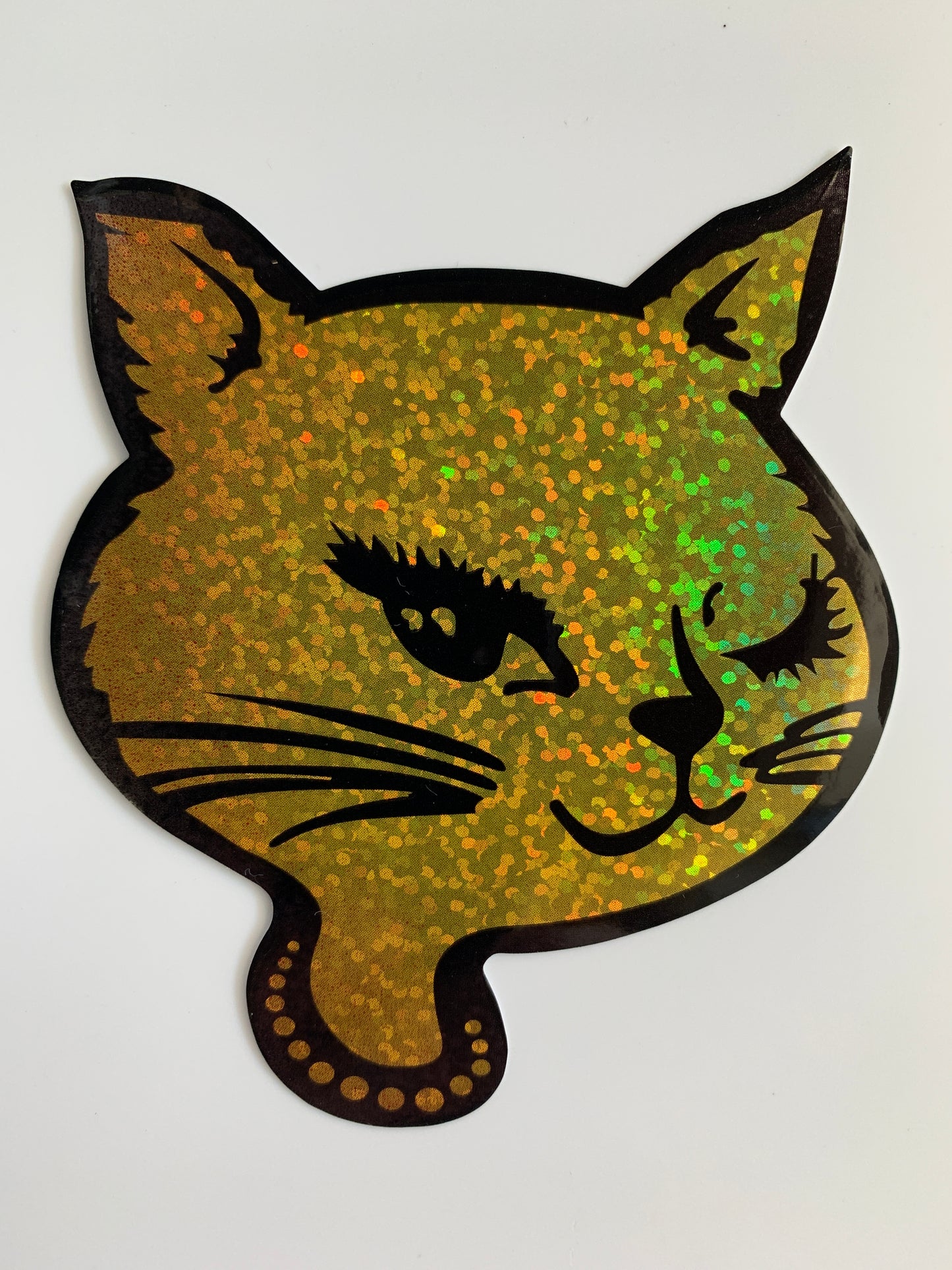 Winking Cat Glitter Sticker Set