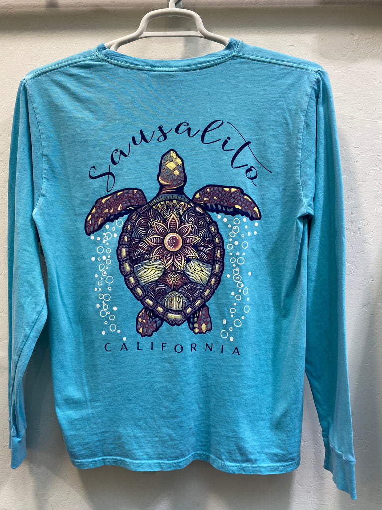 Sausalito Flower Turtle Long Sleeve Unisex T Shirt