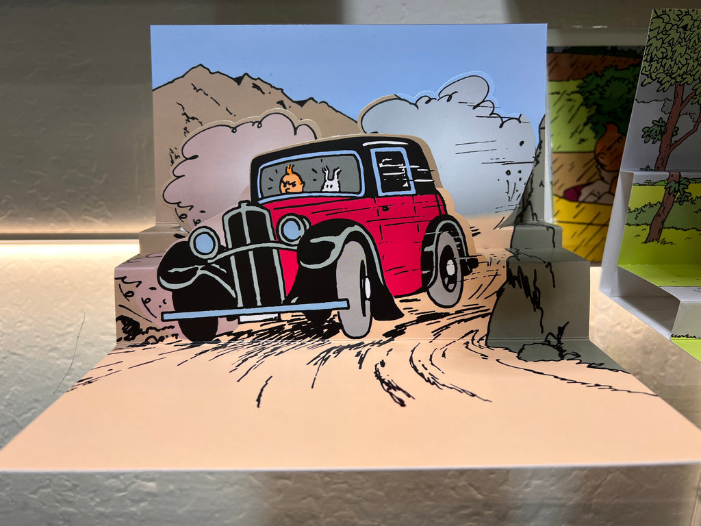 Tintin Drives The Rosengart Get Away Car Pop Up Card From the Broken Ear
