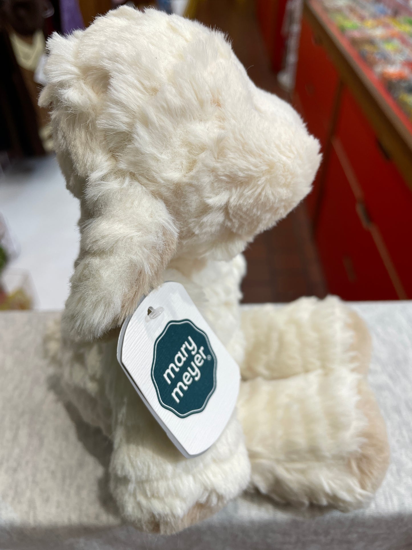 Soft, cuddly 9" Mary Meyer Marshmallow Zoo lamb plush toy with brand tag, perfect for snuggling and comfort