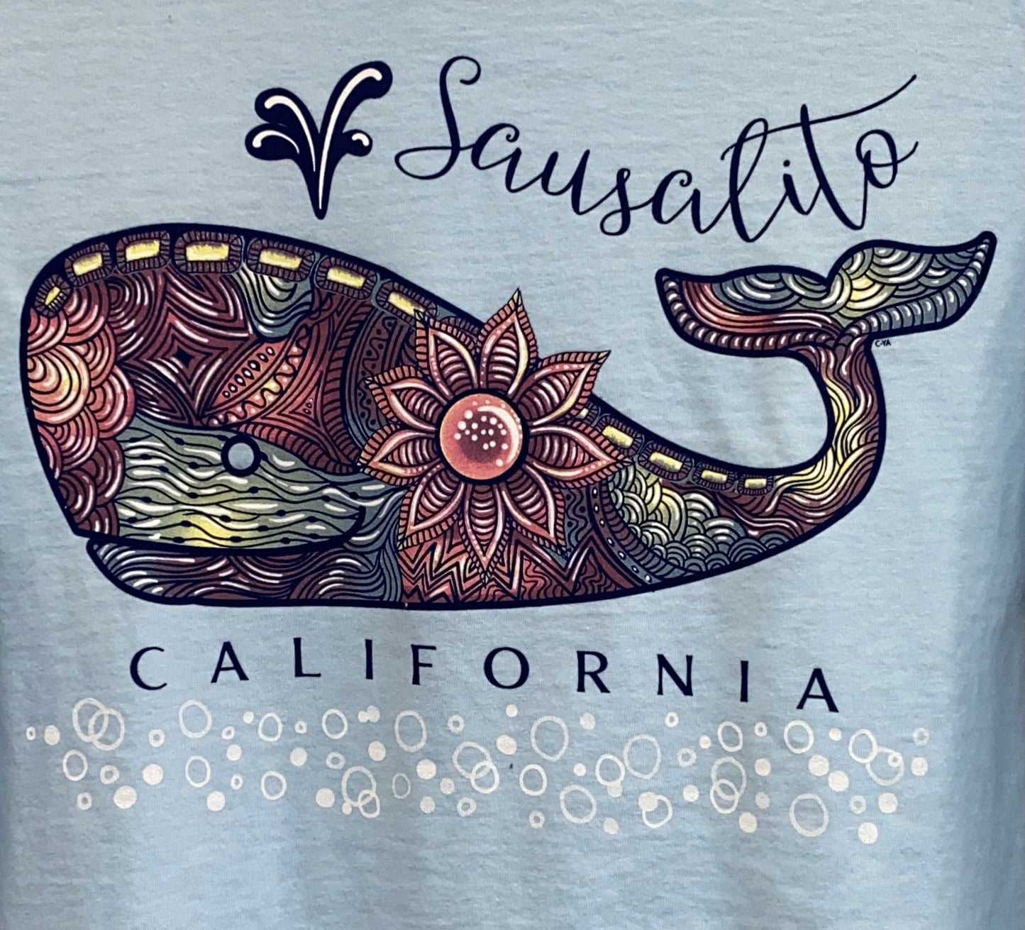 Sausalito Flower Whale Long Sleeve Unisex T Shirt