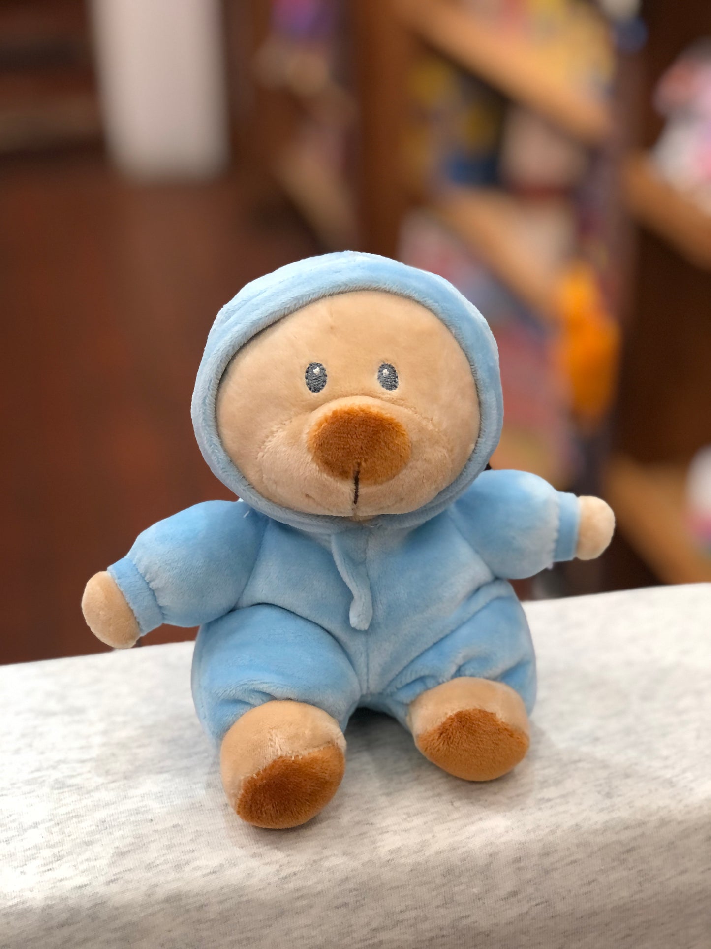 Ty Baby PJ Bear plush toy in blue hooded pajamas, soft and huggable 6-inch stuffed animal for all ages
