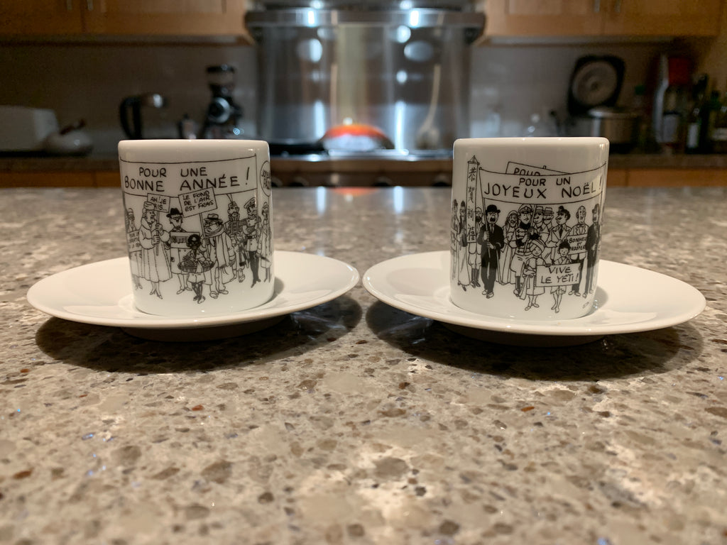 Tintin Espresso Cup Set Hergé Christmas and New Years Card 1972 Ref.47982