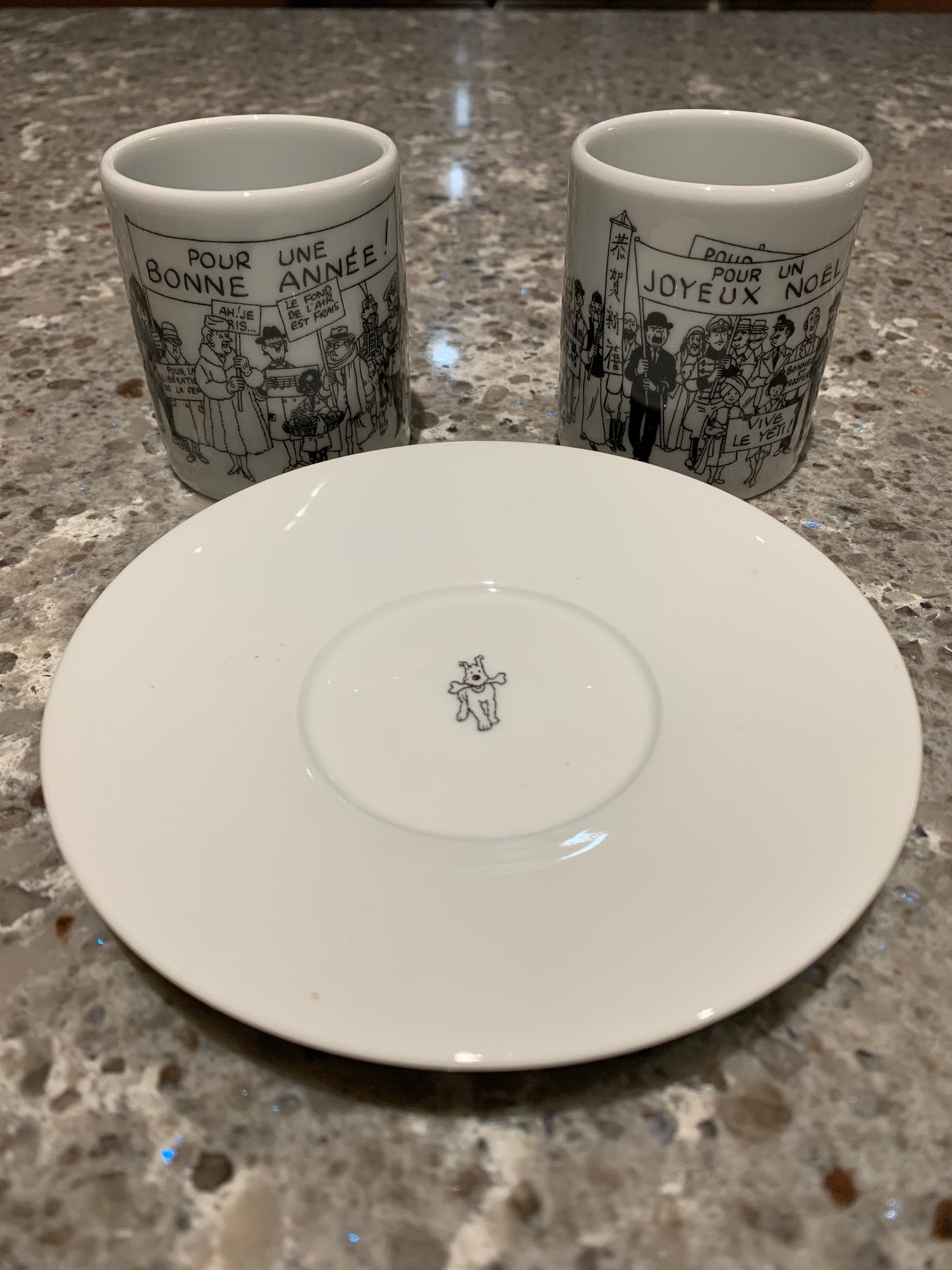 Tintin Espresso Cup Set Hergé Christmas and New Years Card 1972 Ref.47982