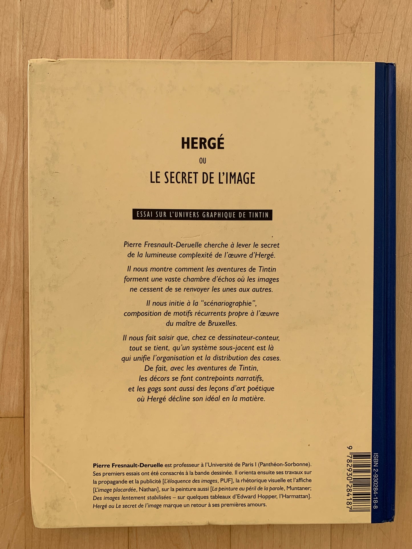 Book cover "Hergé ou Le Secret de l'Image" by Pierre Fresnault-Deruelle, analyzing Tintin's graphic universe and Hergé's artistic techniques