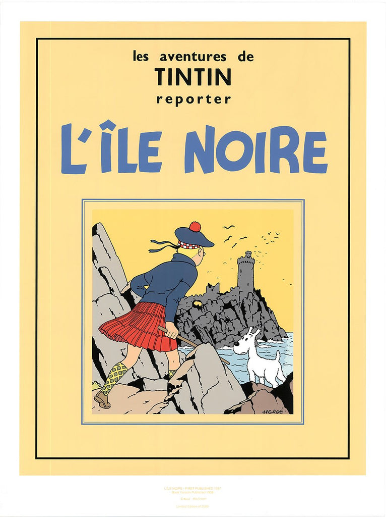 Tintin L'lle Noire Limited Edition Book Cover Serigraph