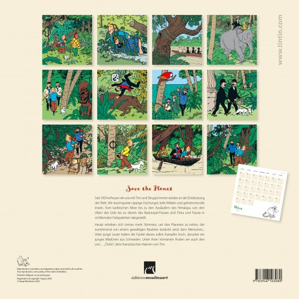 Tintin 2021 Wall Calendar 30cm X 30cm