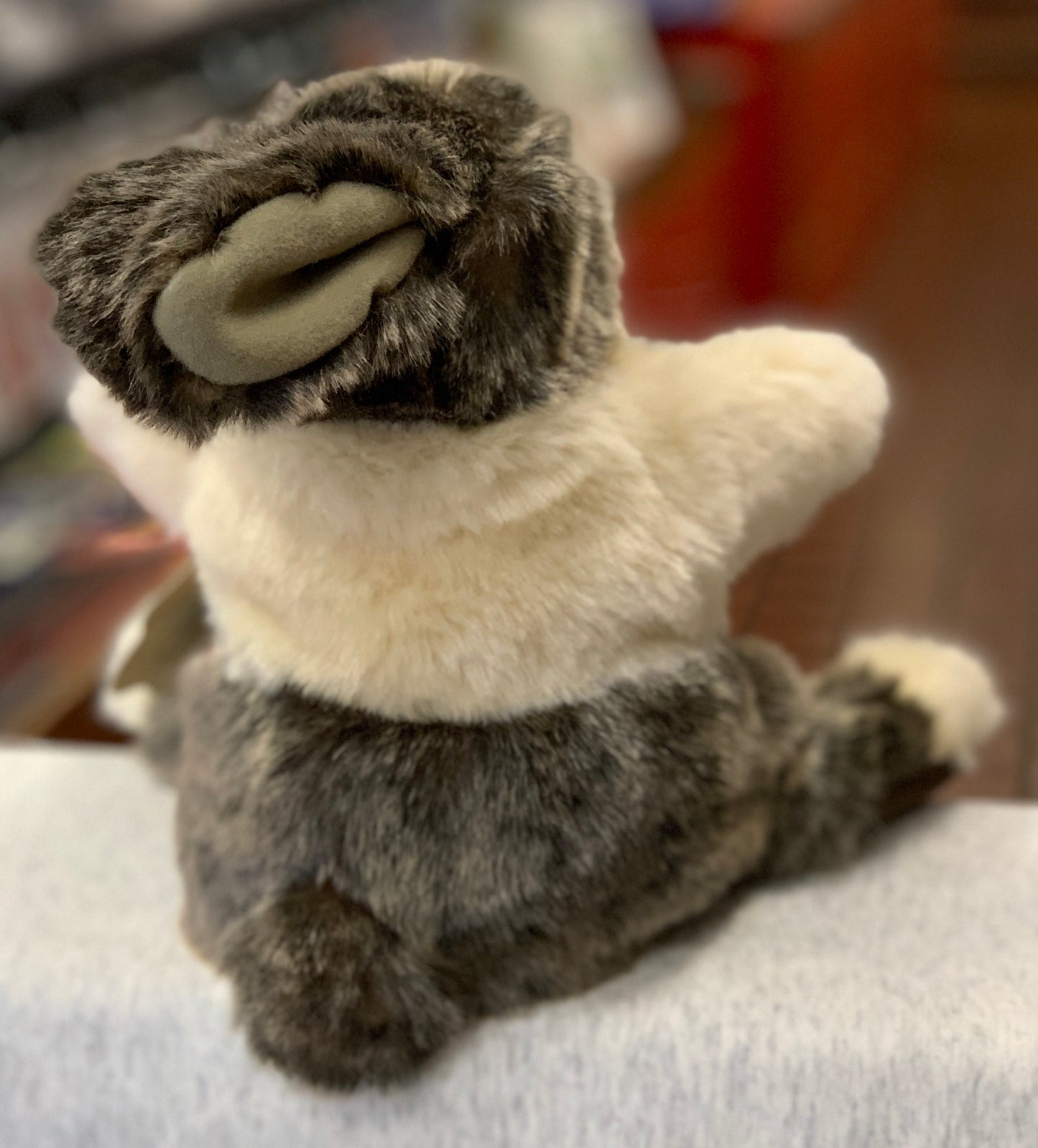 Folkmanis Baby Dutch Rabbit hand puppet with cream and coffee fur, realistic ears and movable head, soft and huggable plush toy