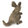 Plush kangaroo joey puppet with movable mouth and legs, soft brown fur, long tail, and big ears