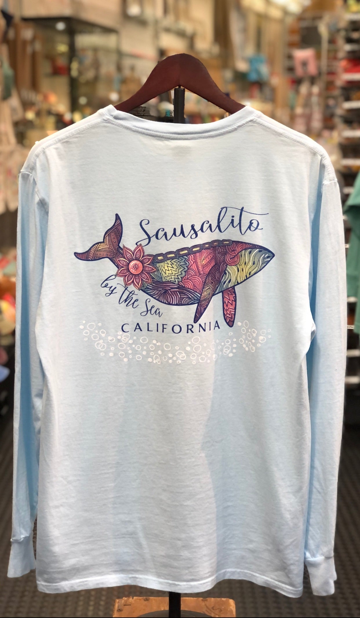 Sausalito Bubbling Humpback Whale Unisex Long Sleeve T Shirt