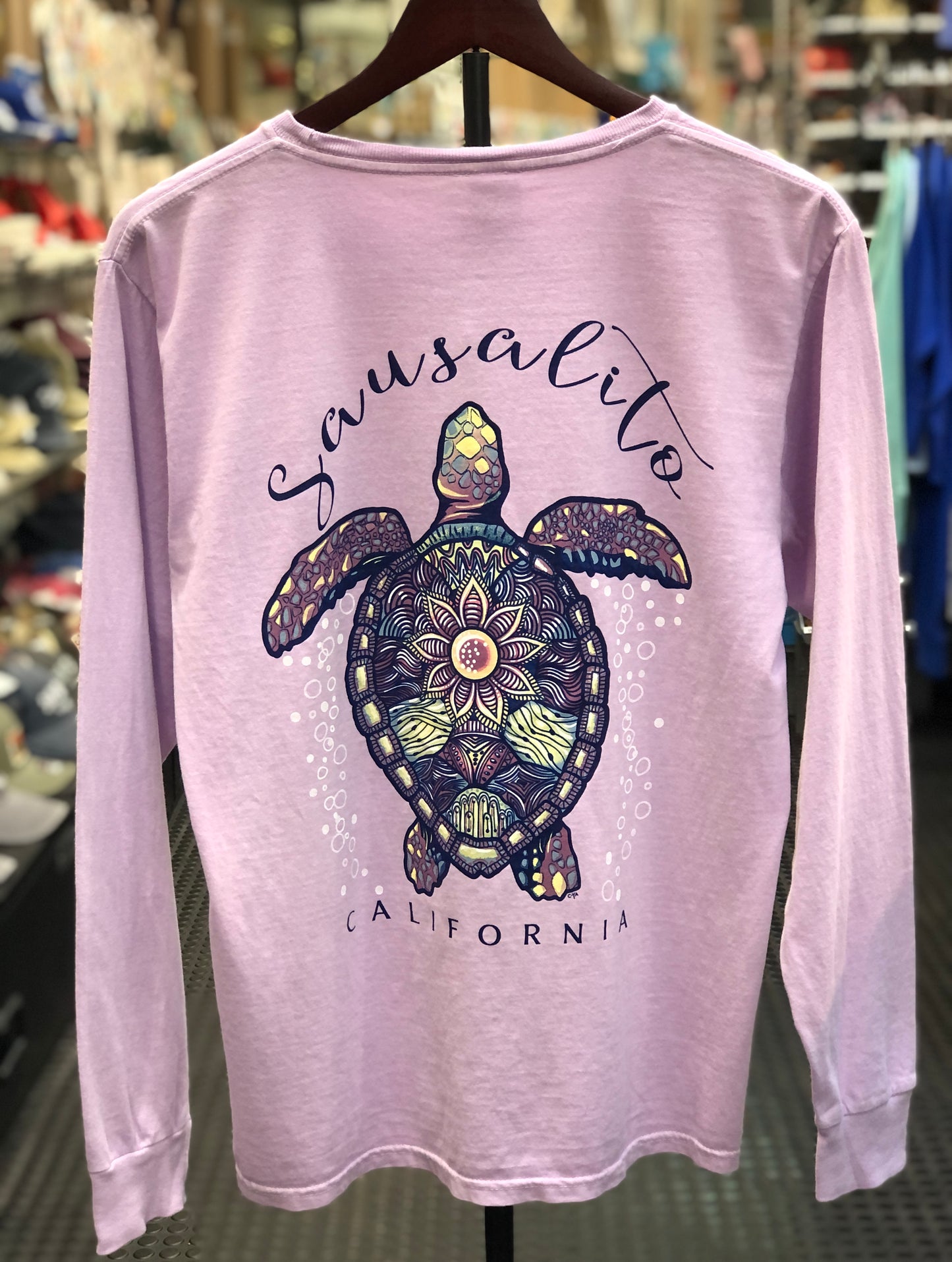 Sausalito Flower Turtle Long Sleeve Unisex T Shirt