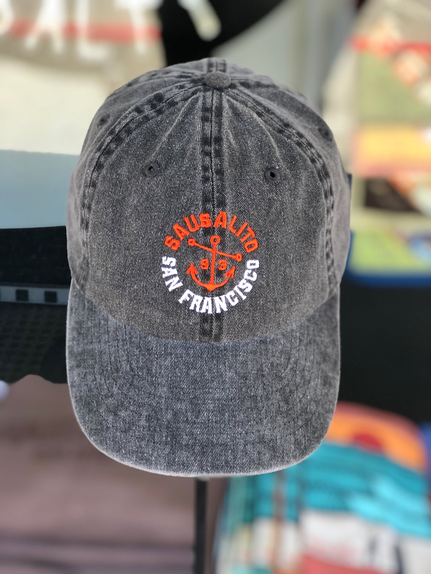 Sausalito San Francisco Anchor Over Washed 100% Cotton Cap