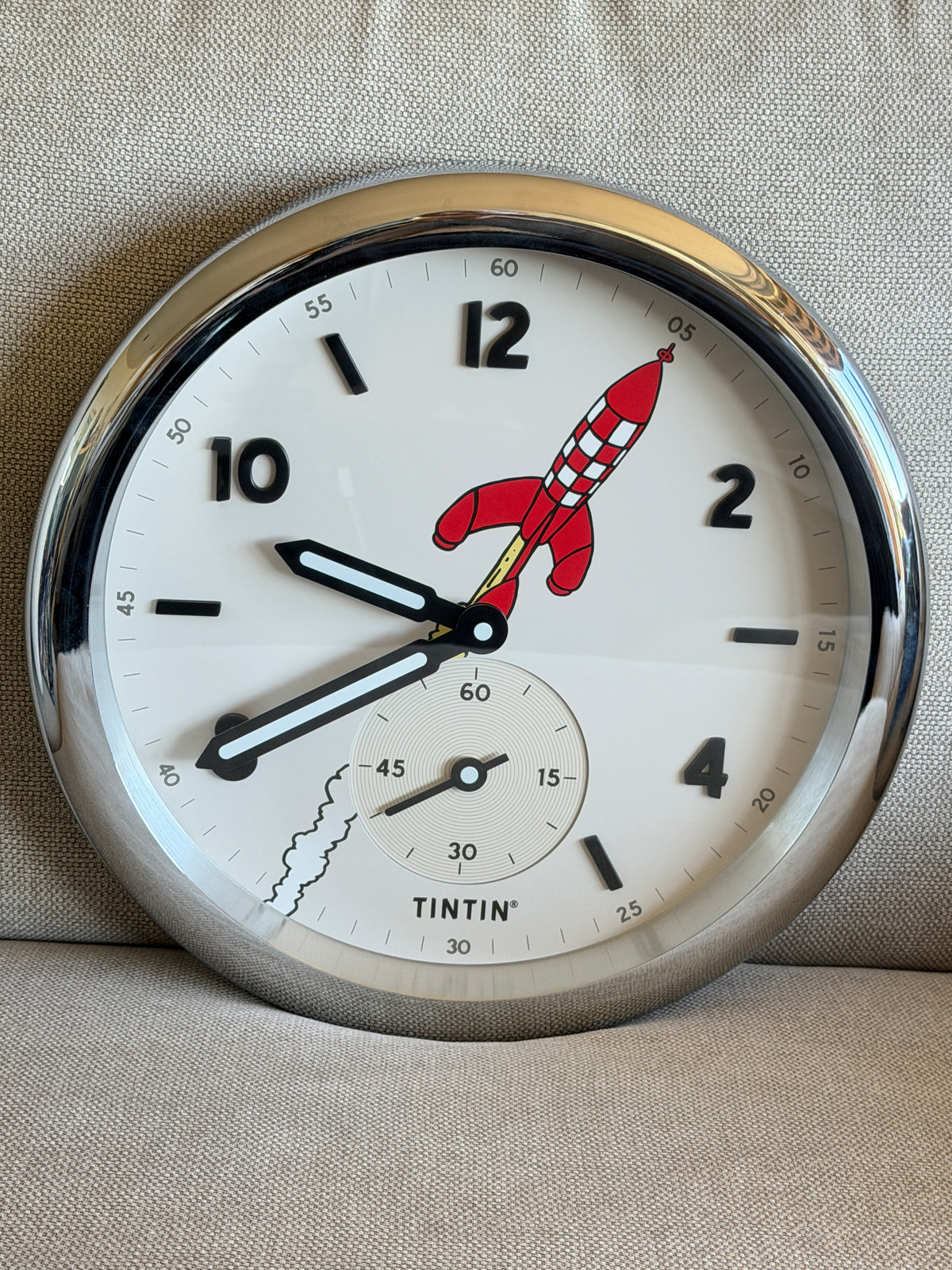 Tintin Moon Rocket Silver Clock Limited Edition