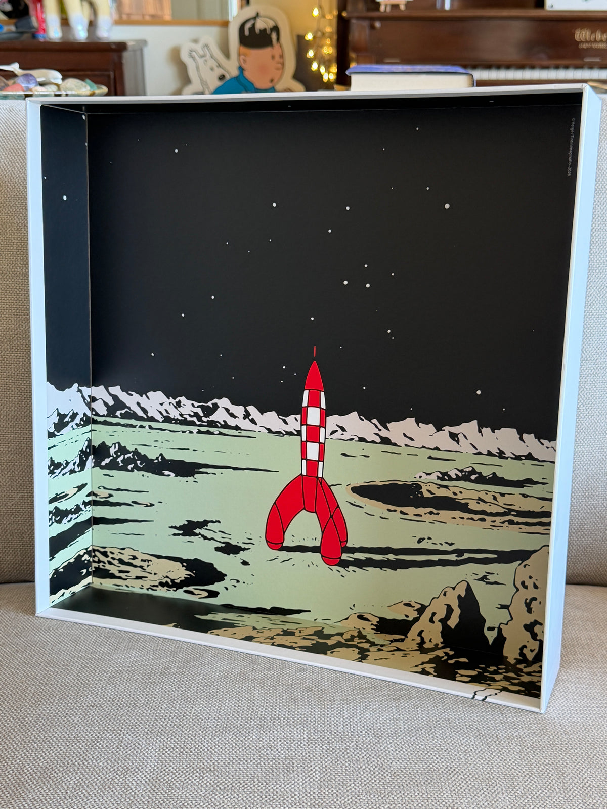 Tintin Moon Rocket Silver Clock Limited Edition