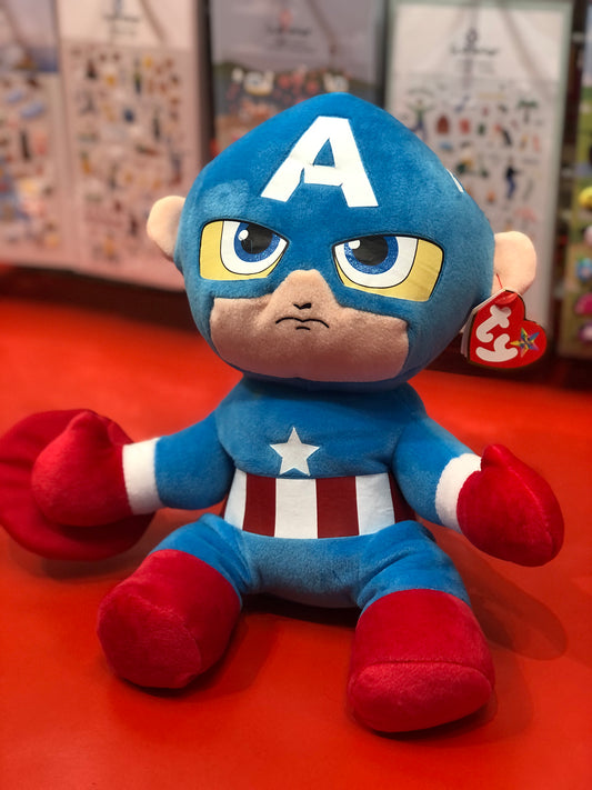 Ty Original Beanie Buddies Soft Captain America  From Marvel Plush 12"