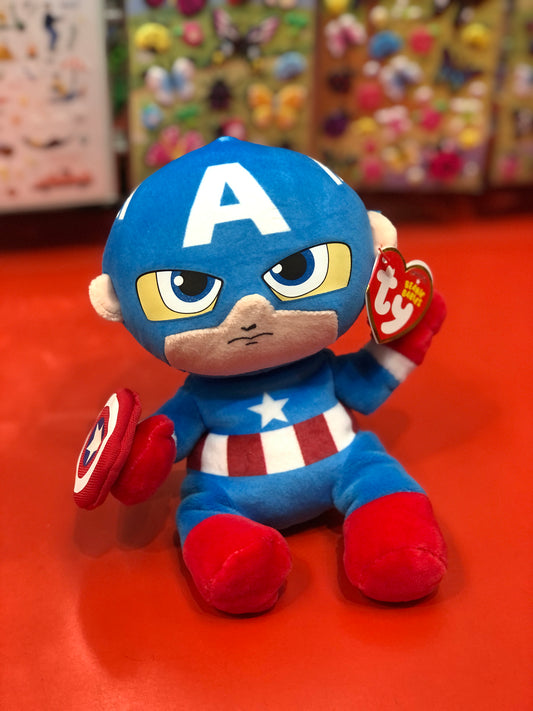Ty Original Beanie Babies Soft Captain America From Marvel  Plush 7"
