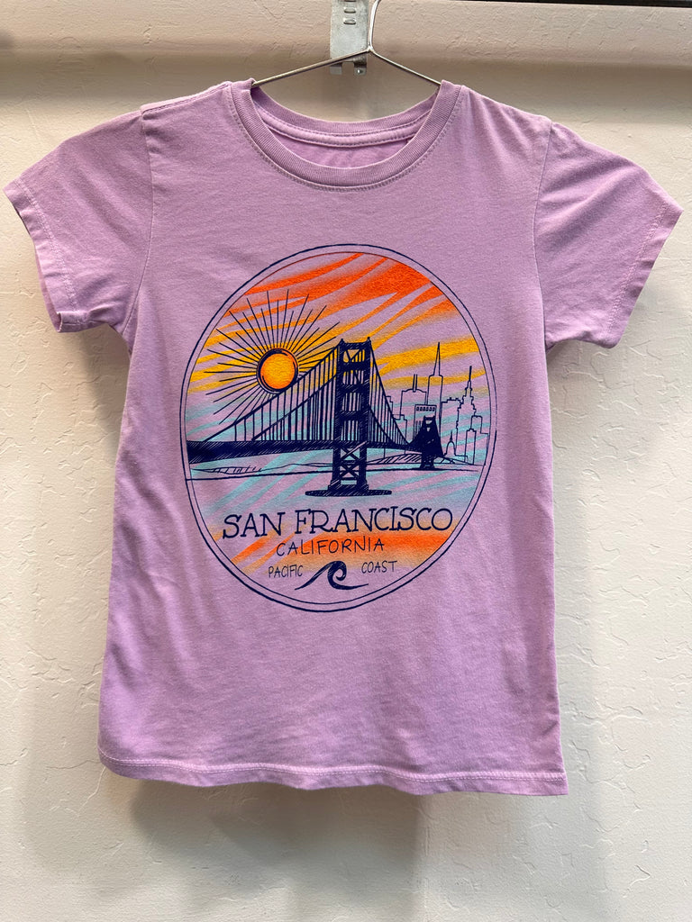 San Francisco Sunrise Bridge City Wave Girl's Short Sleeve T Shirt