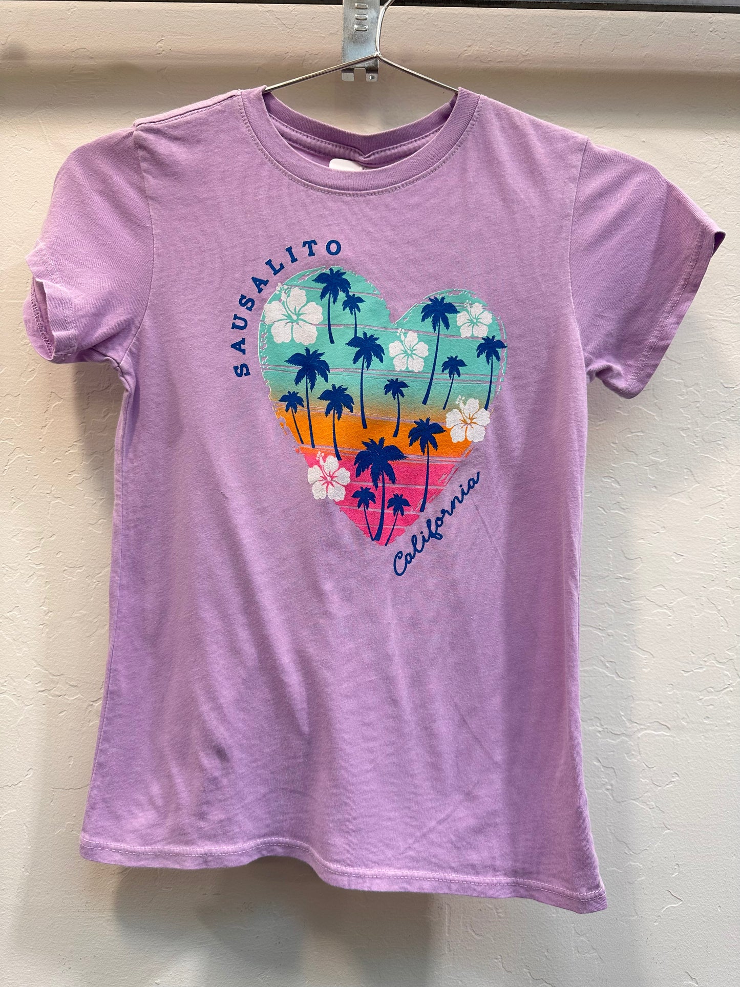 Sausalito Palm Trees and Hibiscuses Girls' Short Sleeve T Shirt
