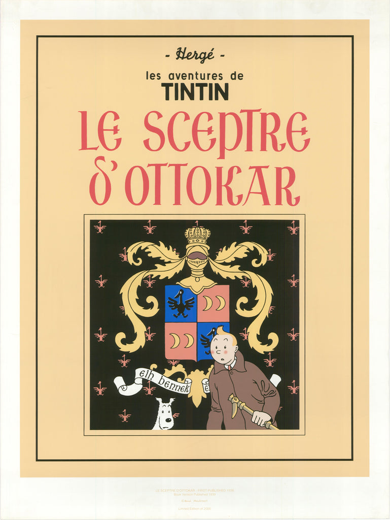 Tintin Le Sceptre Ó Ottokar Limited Edition Book Cover Serigraph