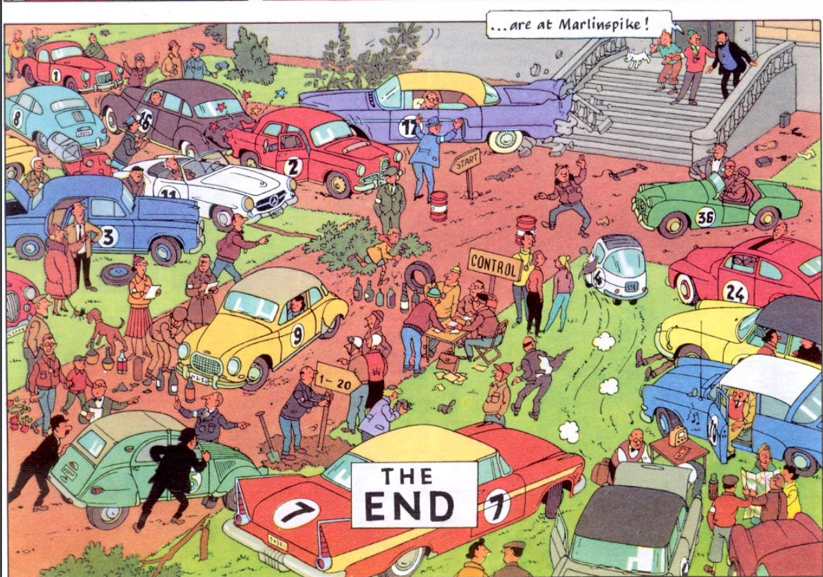 Tintin Red Sea Sharks Car Rally Poster
