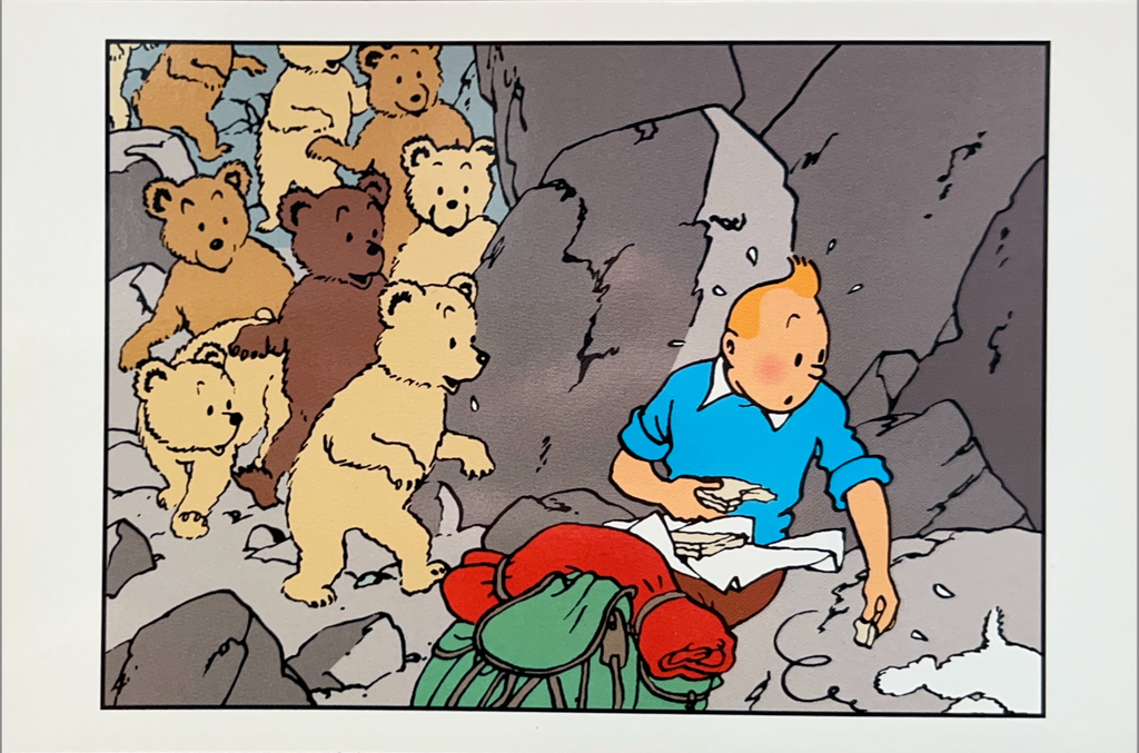 Tintin Destination Moon Bears Post Card