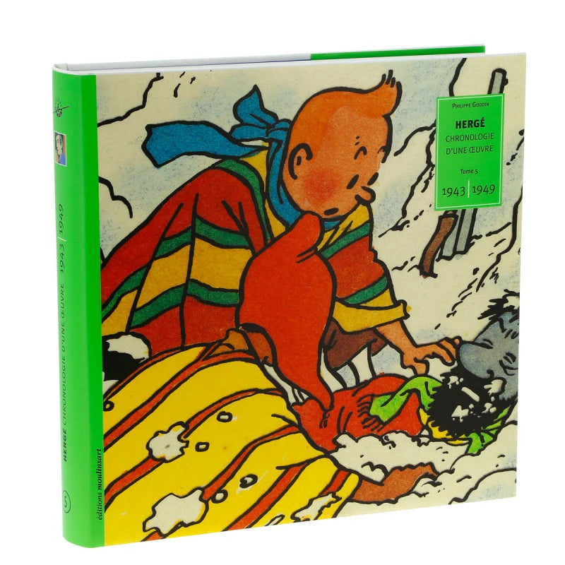 Front cover of Hergé Chronologie d'une Œuvre Volume 7, showing a close-up of Tintin with his iconic orange hair looking down, from the classic artwork of The Seven Crystal Balls.