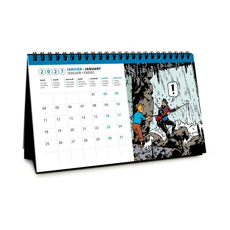 Tintin Desk Calendar 2027. 21cm x 12.5cm Ref: 24499