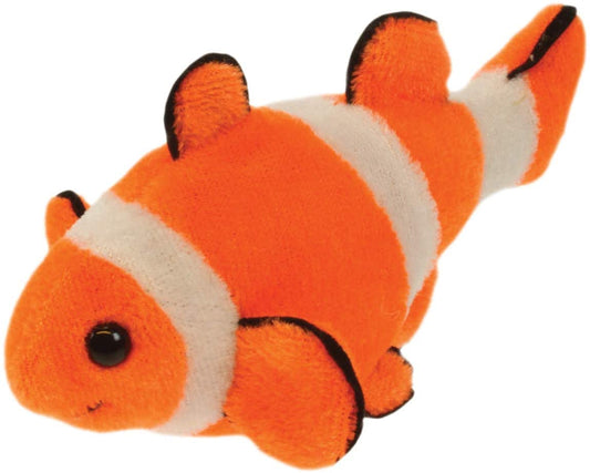 Plush orange and white clownfish finger puppet toy, 6.5 inches long, for storytelling and play