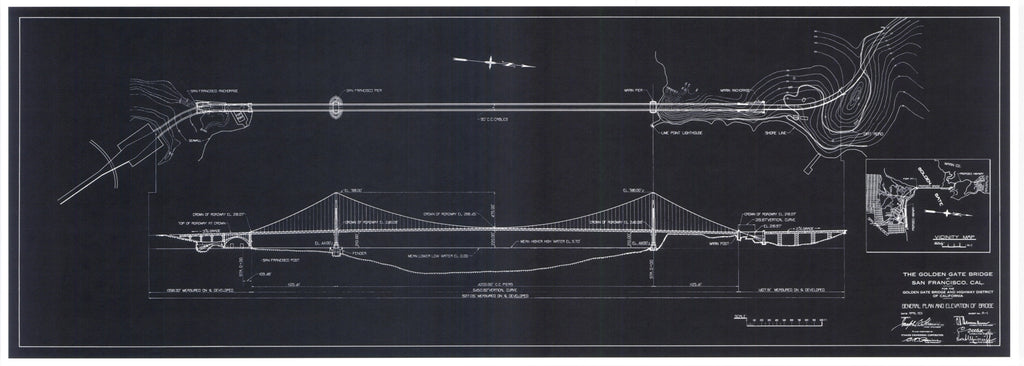 Reprint of original Golden Gate blueprint.