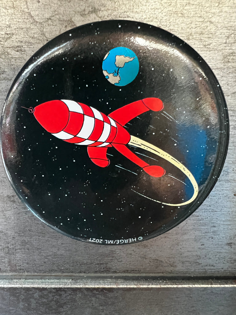 Round Tintin Moon Rocket Magnet