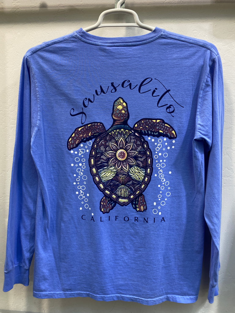 Sausalito Flower Turtle Long Sleeve Unisex T Shirt