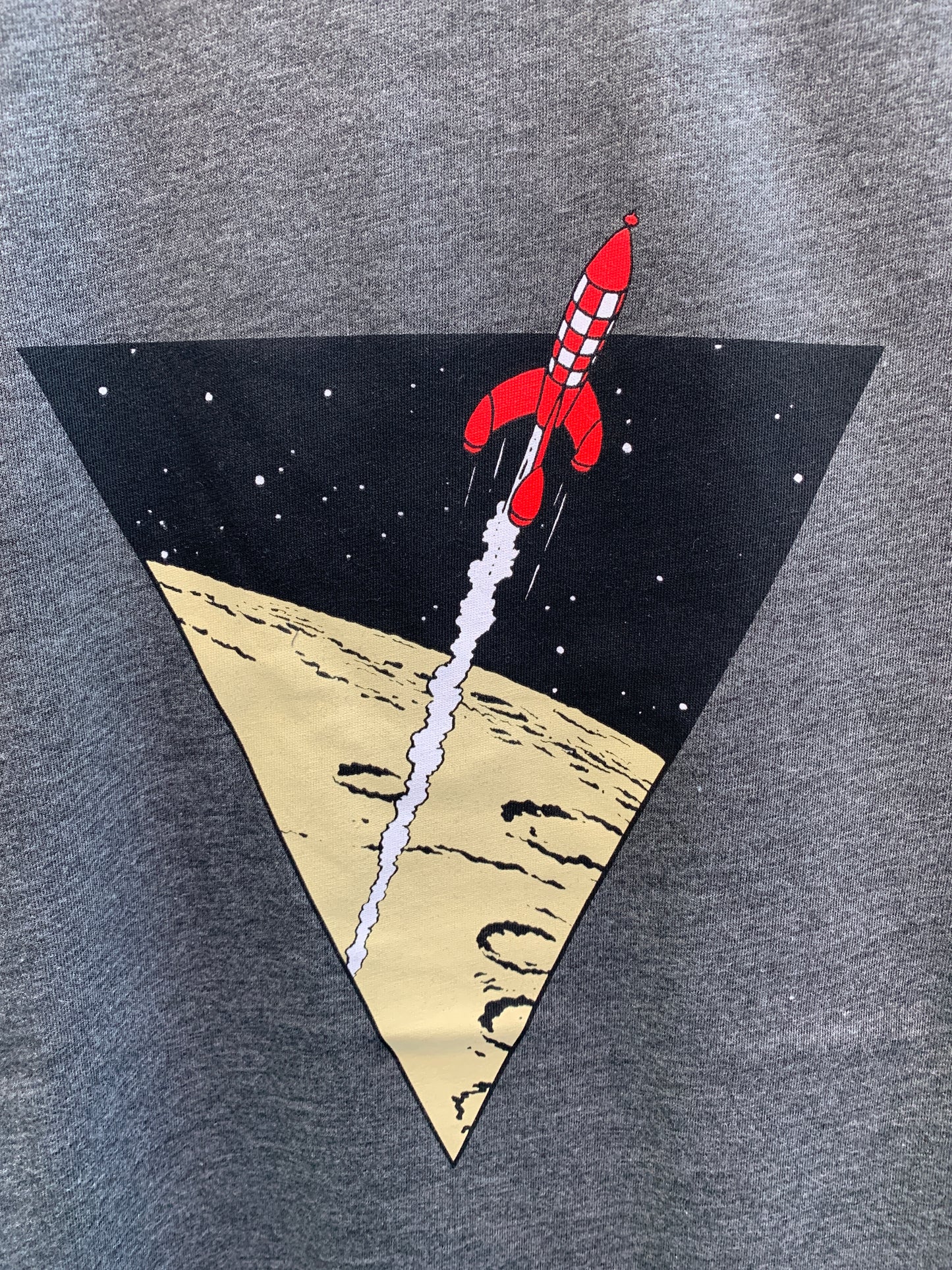 Tintin Triangle Rocket Unisex T Shirt Grey