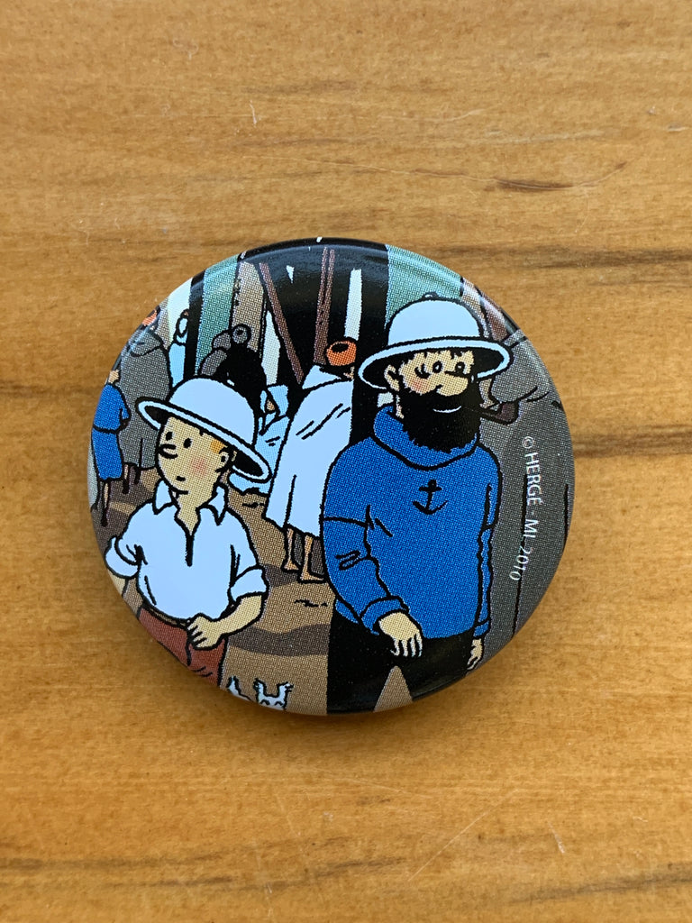 Tintin and Captain Haddock In Pith Helmets Button
