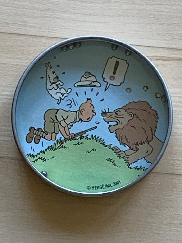 Tintin and Snowy Surprised by Lion Ball Game