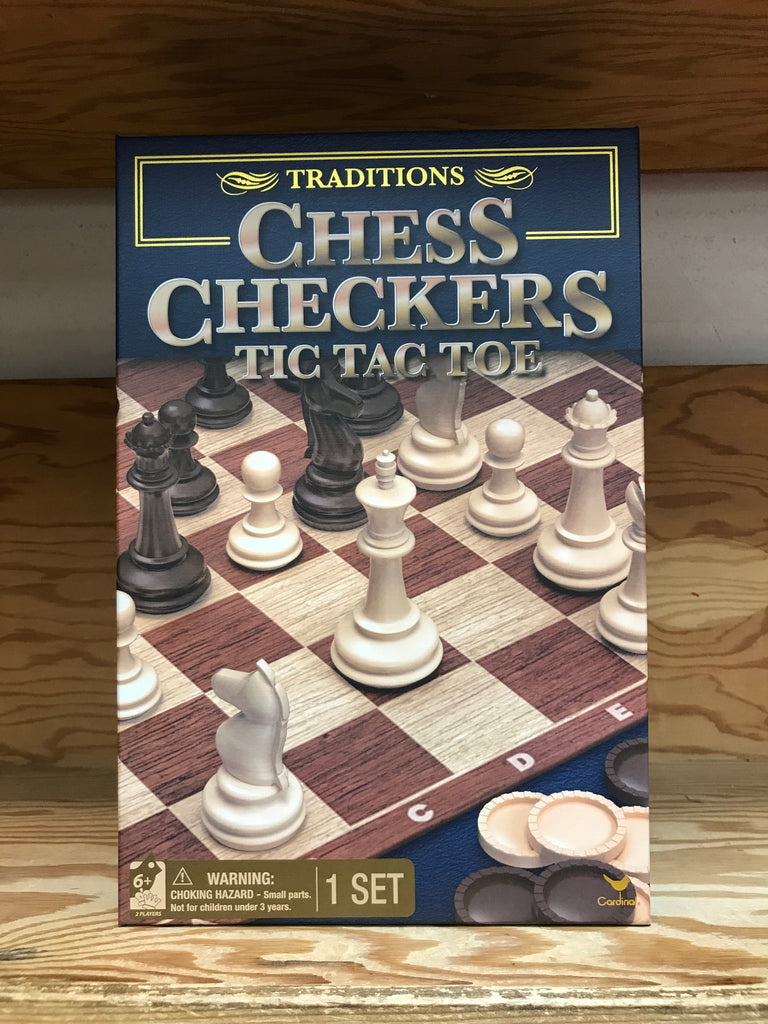 Traditions Chess, Checkers, Tic Tac Toe 3 in 1 Game Set