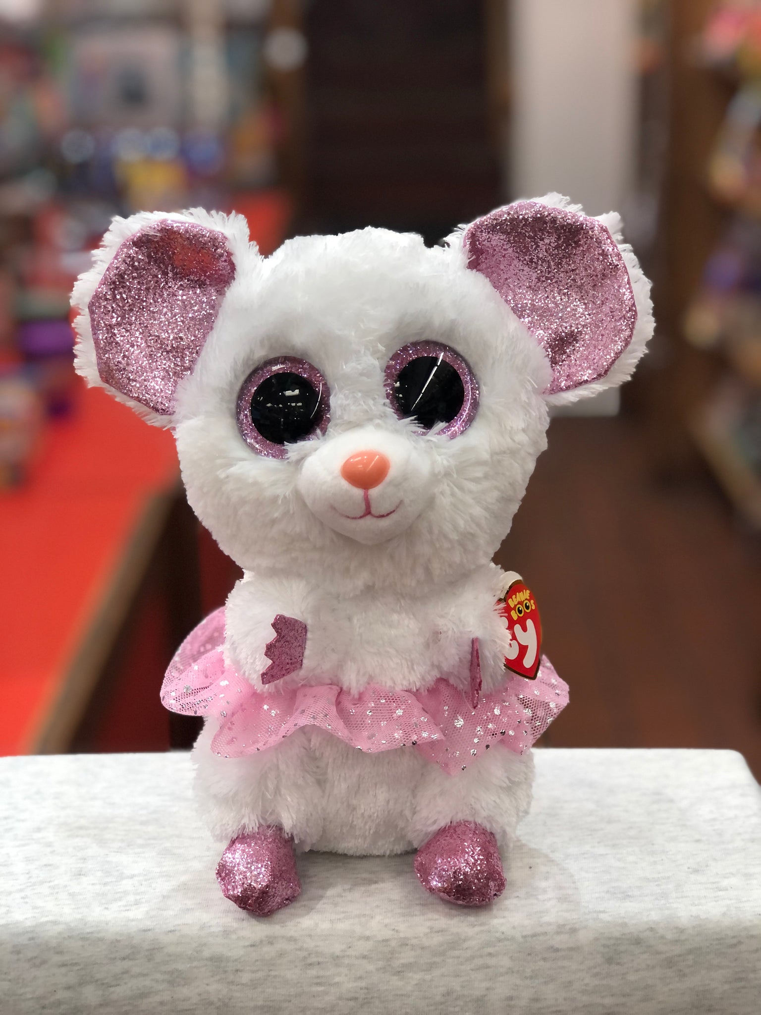 Ty Beanie Boo Medium Nina White Ballerina Mouse Plush 13 – Sausalito Ferry  Co