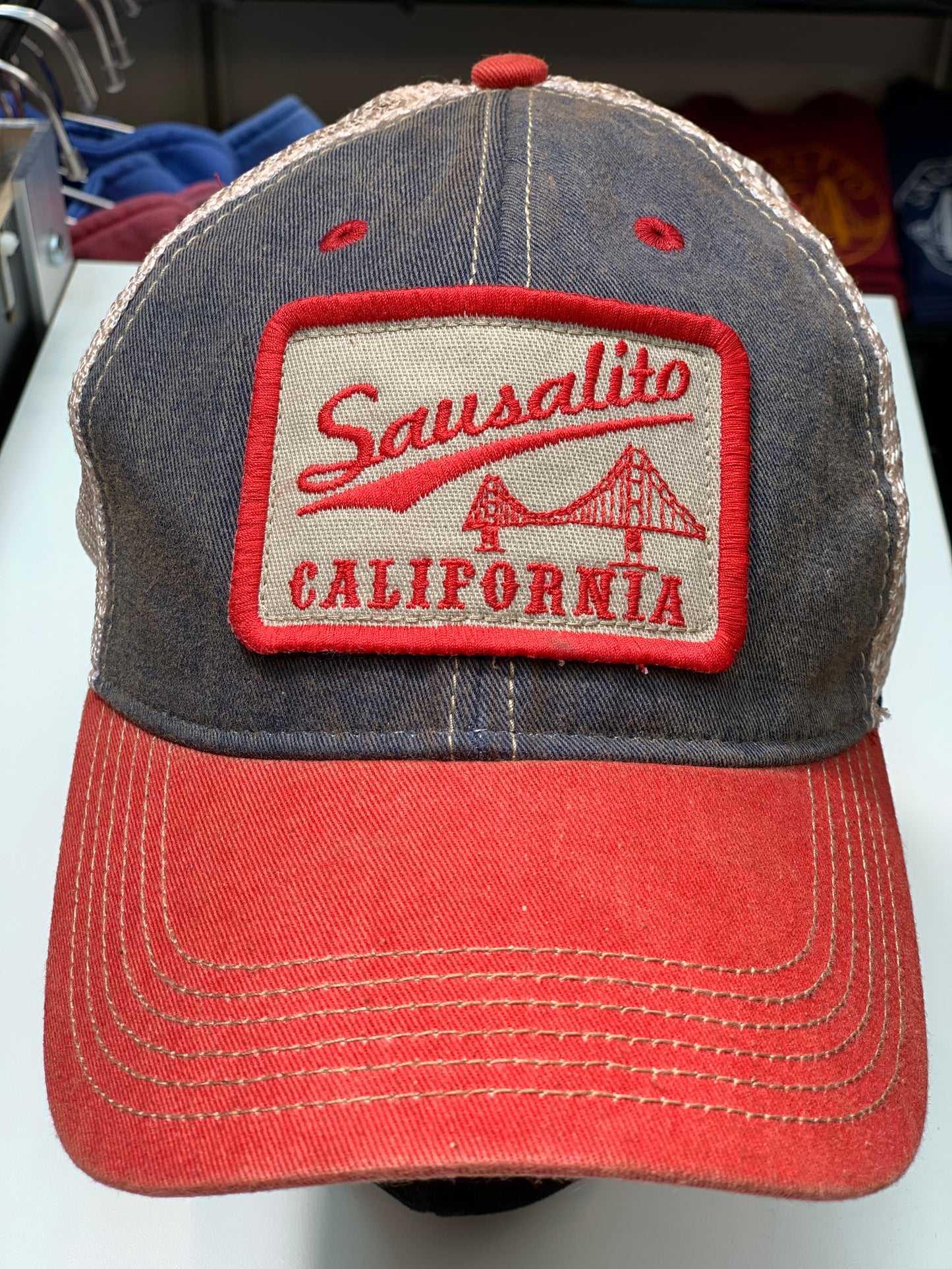 Sausalito Under Stroke Golden Gate Bridge Trucker Mesh Cap