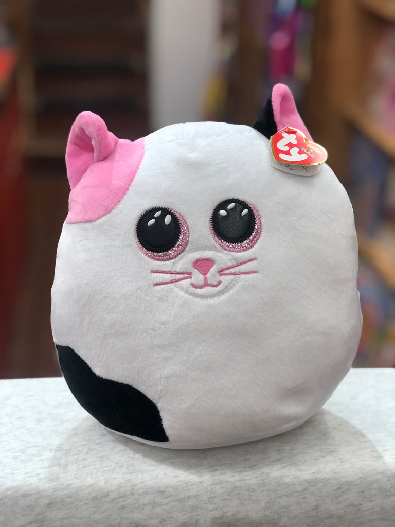 Ty Squish-a-Boo Medium Muffin Pink and White Cat Plush 10"