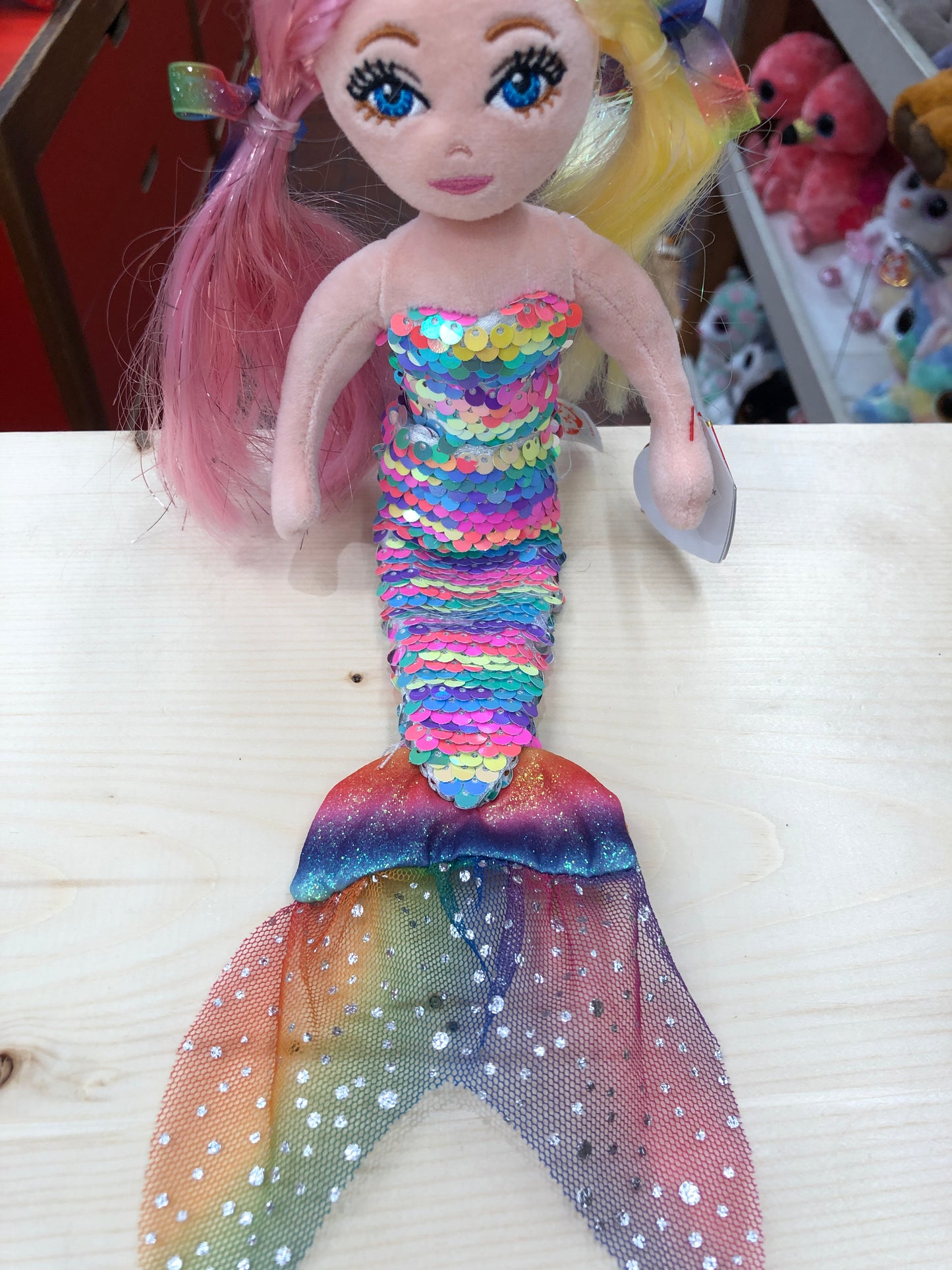 Ty Sea Sequins Anastasia Sequin Rainbow Mermaid Plush 10"