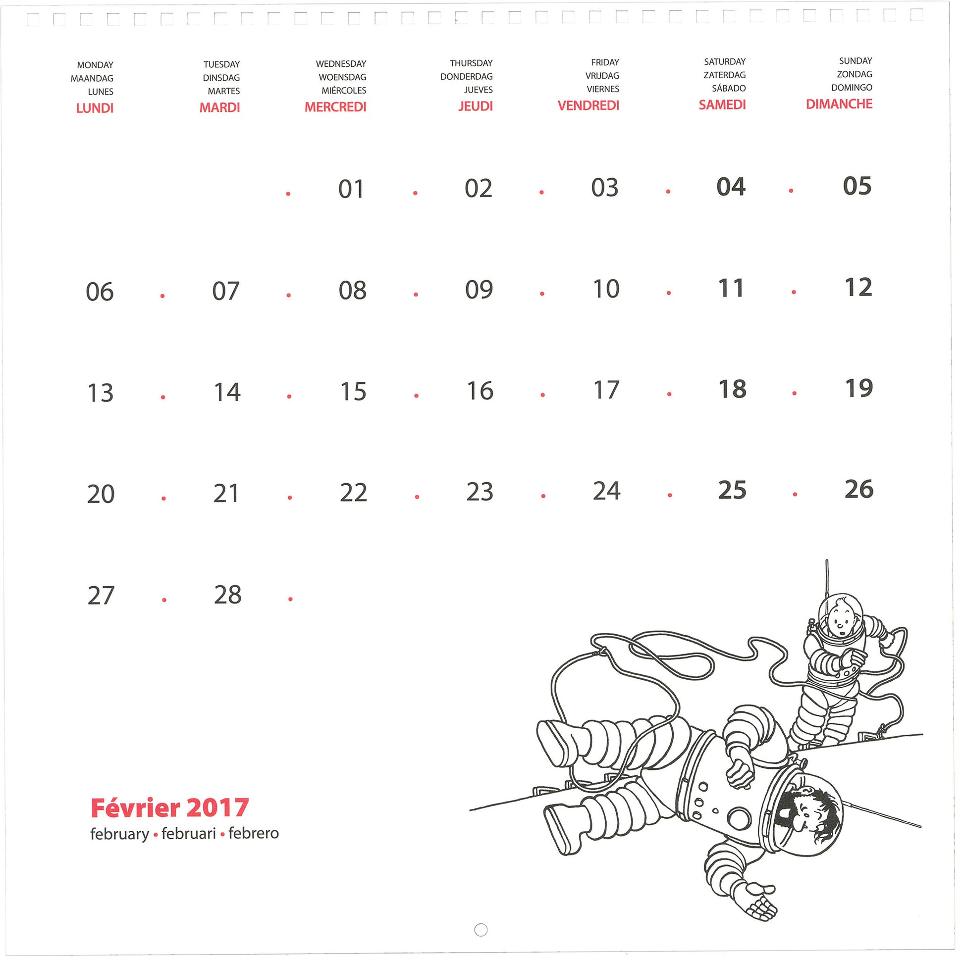 2017 The Adventures of Tintin Calendar