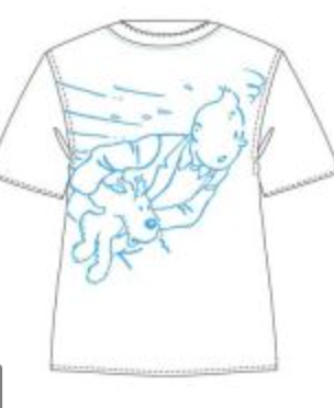 Tintin and Snowy Surprised T Shirt Blue Line
