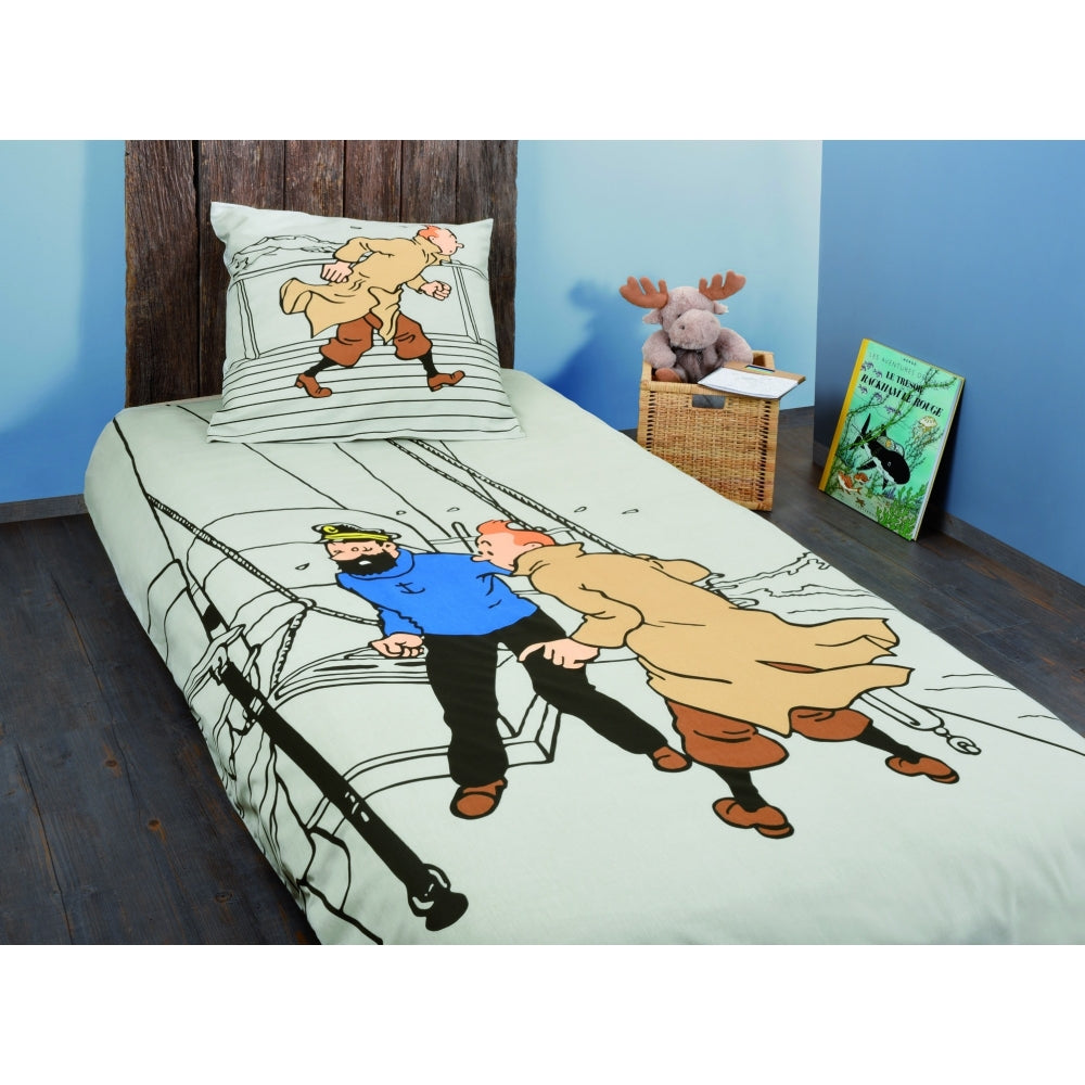 Twin Red Rackham's Treasure Duvet and Pillow Case For Single Mattress
