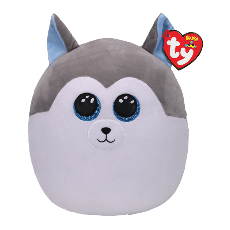 Ty Squish-a-Boo Medium Slush Grey and White Husky Plush 10"