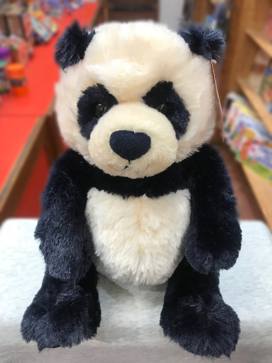 Gund Zibo panda plush toy, black and white, sitting upright with round body and soft fur, suitable for ages 1+