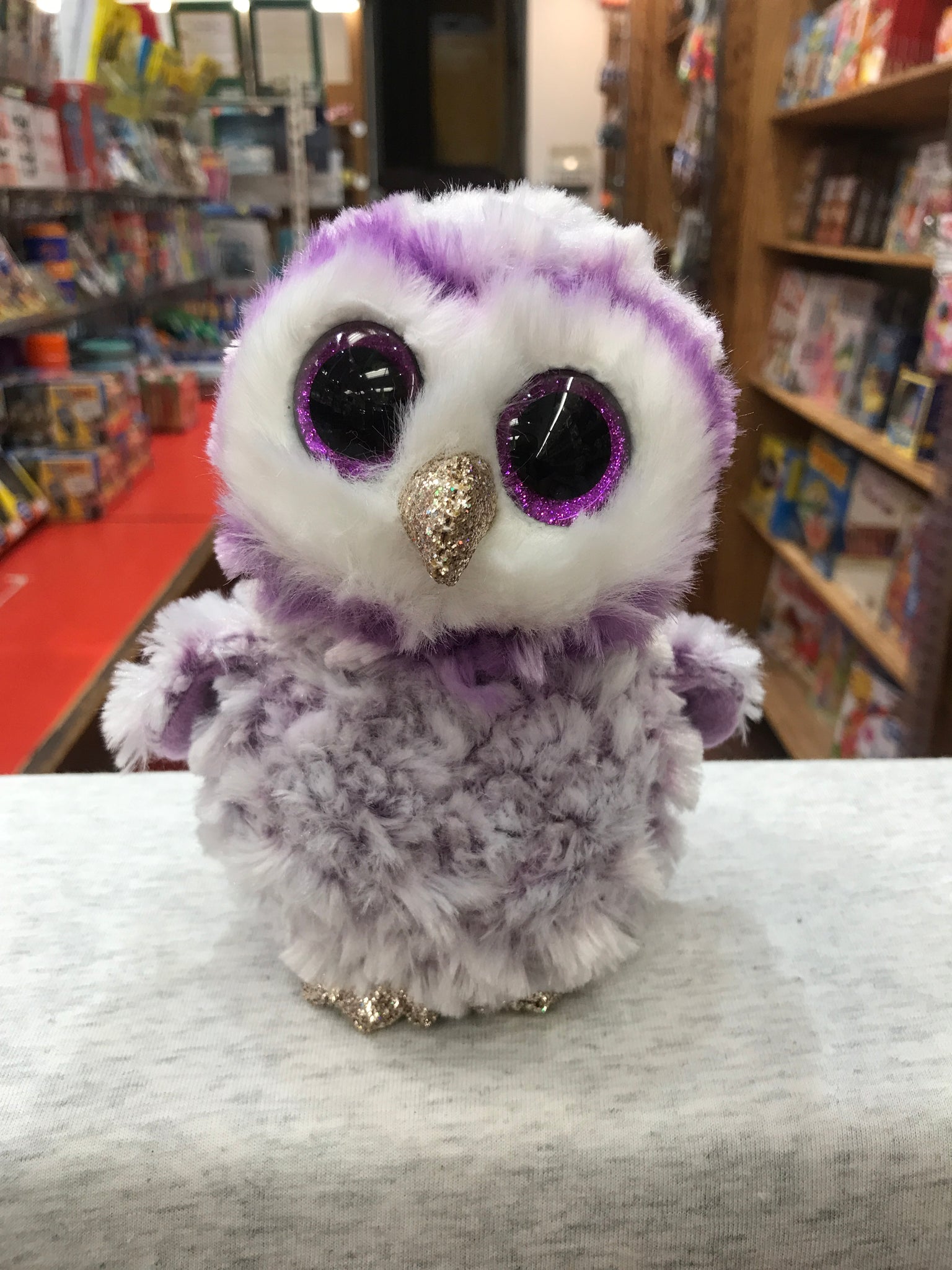Ty Beanie Boos Owl Plush OWLETTE 9 Gold GLITTER EYES Medium Stuffed Animal