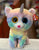 Ty Beanie Boo Medium Heather Unicorn Cat Plush 13”